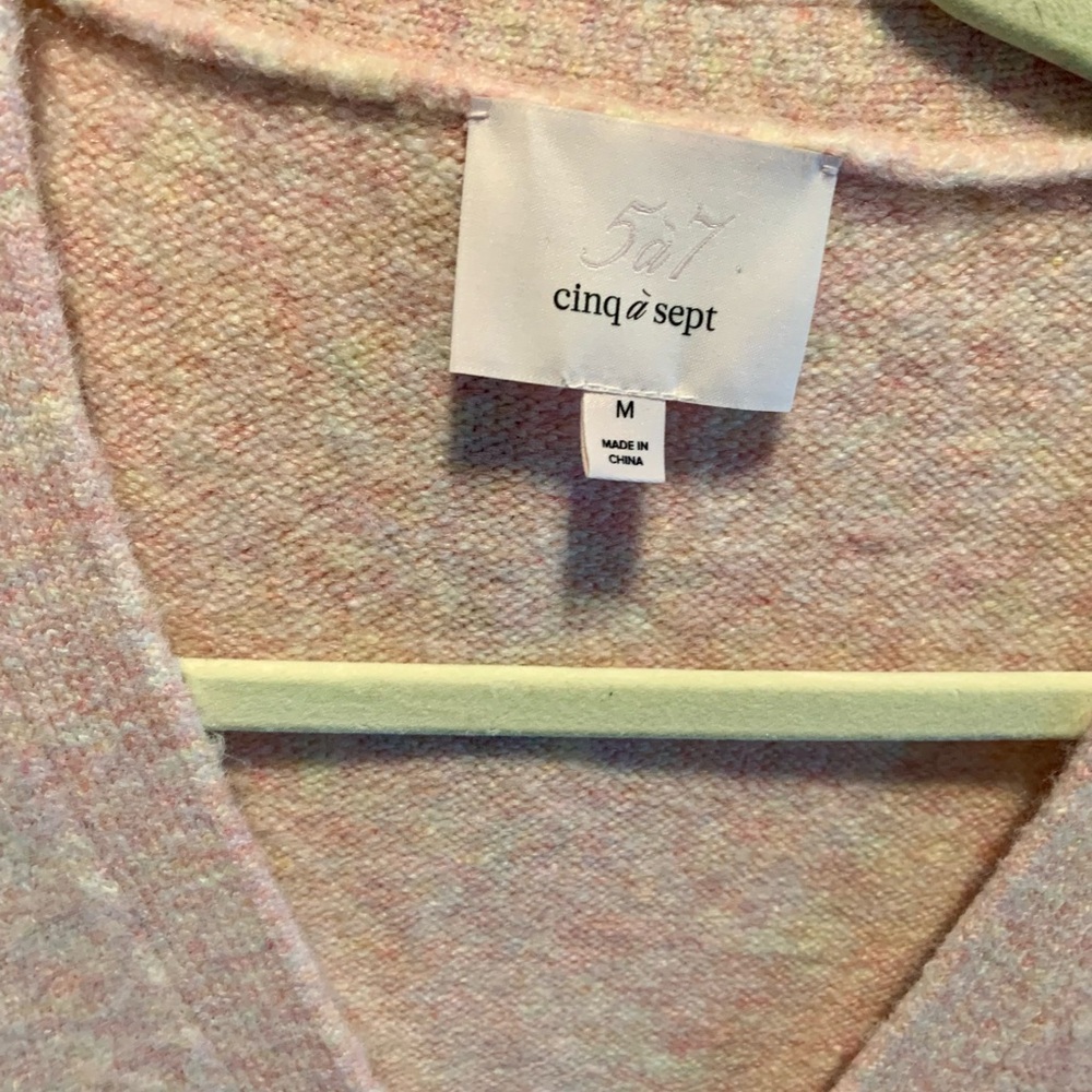 Cinq A Sept. BNWOT! Peach Brianna ostrich feather-embellished cardigan. - Picture 7 of 7